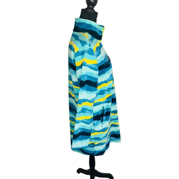 Lands End Womens Cozy Fleece Pullover Dress S/P Bright Stripe Pattern Travel - Picture 5 of 12